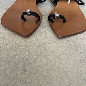 K. Jacques Black Leather Sandals